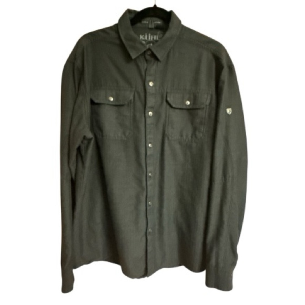 KÜHL Shiftr Cotton/Linen LS Button Down Shirt Dark Gray Men’s Outdoor Hiking XL